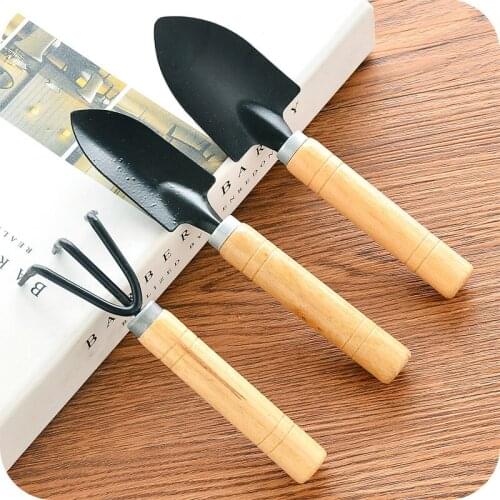 3Pcs Home Gardening Tool Set Balcony Home-grown Mini Digging Suits Shovel Rake Garden Tools Combination Wooden Handle Metal Head