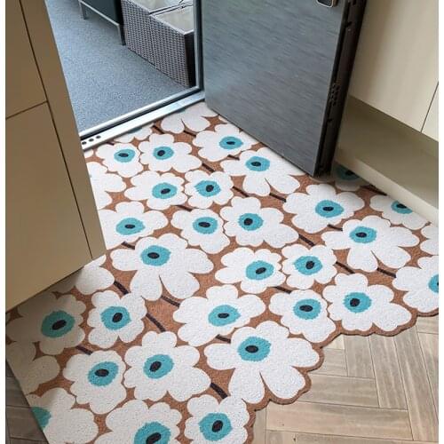 Flowers Resist Dirt Doormat Rug Indoor Outdoor Rubber Area Rugs Easy Clean Entry Way Welcome Mat Floor Mats Mud Absorbent Carpet