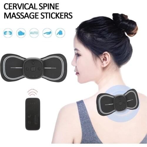 Mini Electric Neck Massager Pad Low Frequency Current Pulse Stimulator Stickers Shoulder Cervical Vertebra Muscle Relief Pain