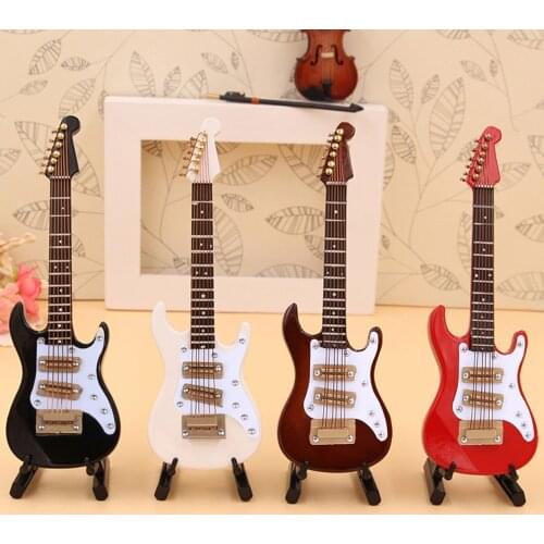 1 PC 10cm Miniature Electric Guitar Replica with Box Stand Musical Instrument Model