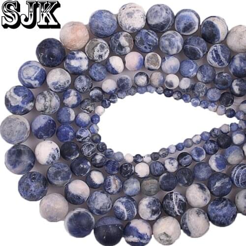 Natural Dull Polish White Blue Sodalite Stone Round Beads 4/6/8/10/12mm DIY Bracelet Necklace Beads For Jewelry Making Wholesale