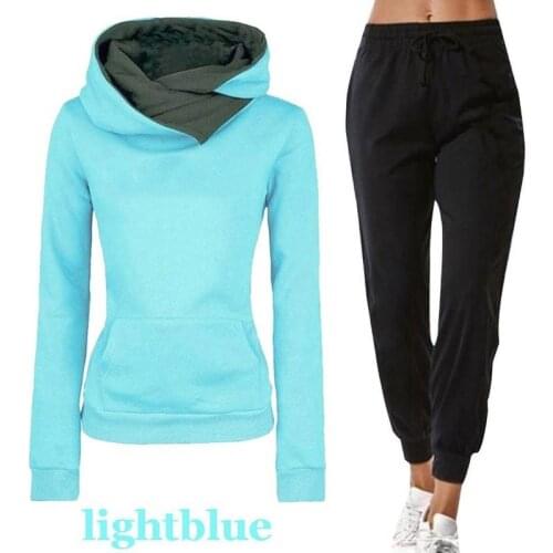 2021 NEW Womens Casual Sweater Suit Autumn Winter Womens Hoodies and Sports Trousers Two-Piece Sets Slim Clothing Female