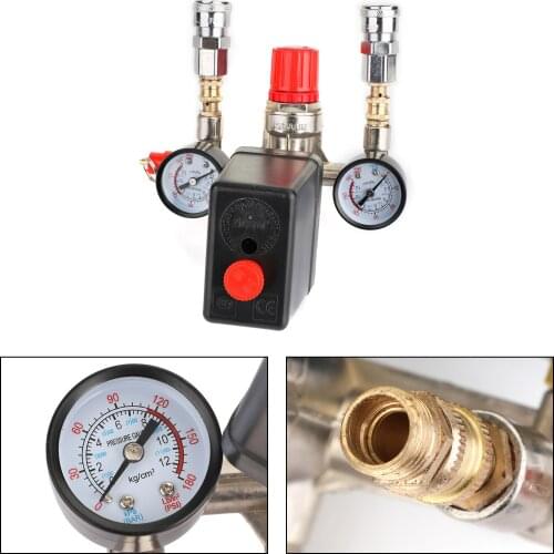 Artudatech Air Compressor Pressure Switch Control Valve Manifold Regulator Gauges Black Strap SF20 / Table Header(Optional) Part