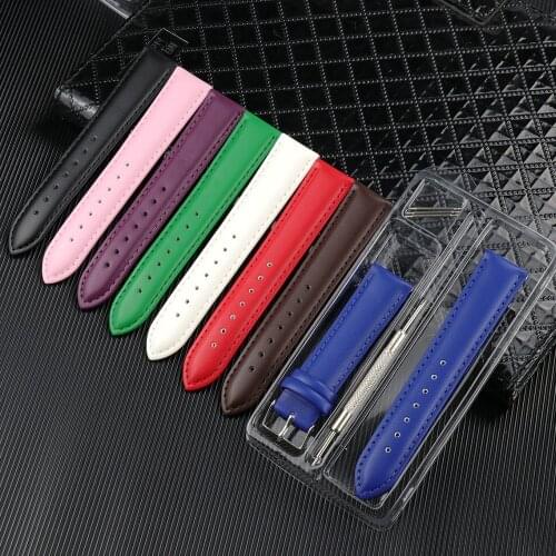 Animal Skin Genuine Leather Strap Band 12mm 14mm 16mm 18mm 20mm 22m 24mm Watch Black Brown Red Blue White High Quality with Tool