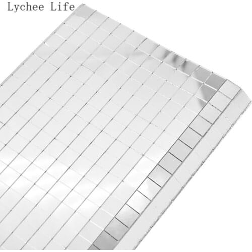 Lychee Life 30x30cm Self-Adhesive Square Glass Mirror Mosaic Tiles For DIY Handmade Crafts Supplies