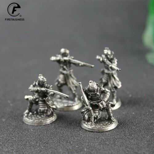 White Copper Japanese Shogunate Samurai Gun Soliders Figurines Miniatures Vintage Metal Soldiers Model Statue Desktop Ornament
