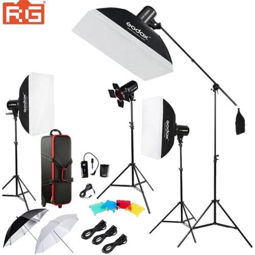 Godox E300-D Professional Photography Photo Studio Speedlite Lighting Lamp 4 * 300W Studio Flash Strobe Light Kit Set