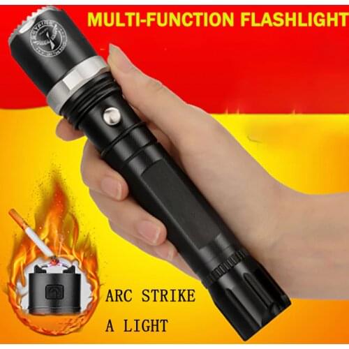 LED Strong Light Rechargeable Mini Self-Defense Outdoor Cycling Ignition Multi-Functional Outdoor Flashlight Cross Border