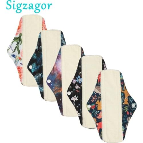 [Sigzagor] 1 Medium Regular BAMBOO Mama Cloth Pad Menstrual Sanitary Maternity Pad Reusable Washable 10in 25cm 26 Designs