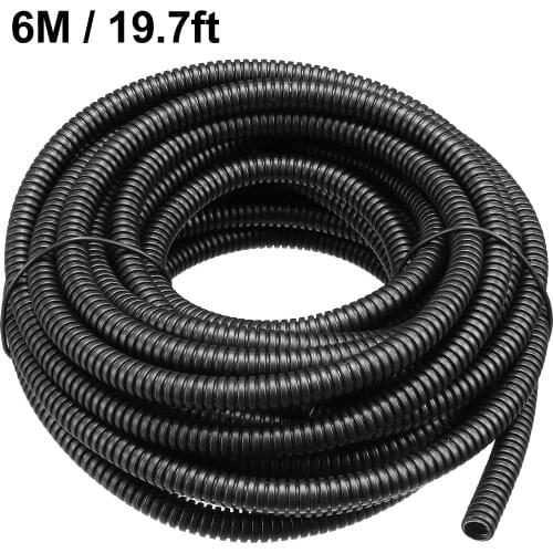 Uxcell Corrugated Tube Conduit PP Polyethylene Tubing Flexible Pipe Hose Black Id 5.2mm 7.5mm 10mm 12mm 17mm Long 1.6M-20M