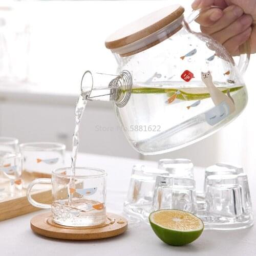 High Borosilicate Glass Tea Pot Transparent Infuser Handmade Flower Tea Set Heat Resistant Strainer Kongfu Tea Flower Tea Kettle