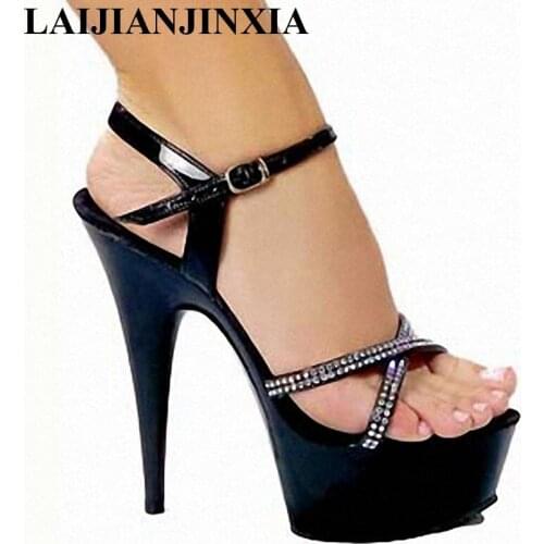 LAIJIANJINXIA High Heels Womens Sandals 2017 Summer Women Summer Shoes Platforms Heels Crystal Shoes Sexy Fashion Sandals