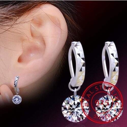 925 Sterling Silver Zirconia Pendant Drop Earrings For Women brincos de prata Boucle d'oreille oorbellen S-E29