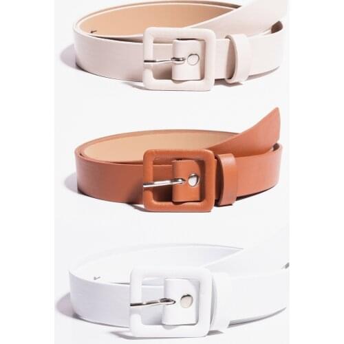 Womens White 3'lü Plated Buckled Belt