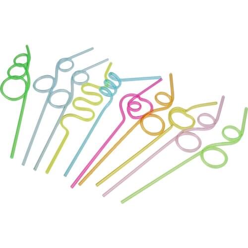10pcs Crazy Colorful Curly Drinking Straws Wiggle Twisty Kids Party Bag Fillers Wedding Hen Night Party Funny Accessories