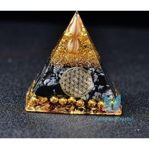 2.36‘’ Orgone Pyramid Magic Vision Tiger Eye Ball Quartz Healing Meditation Gift