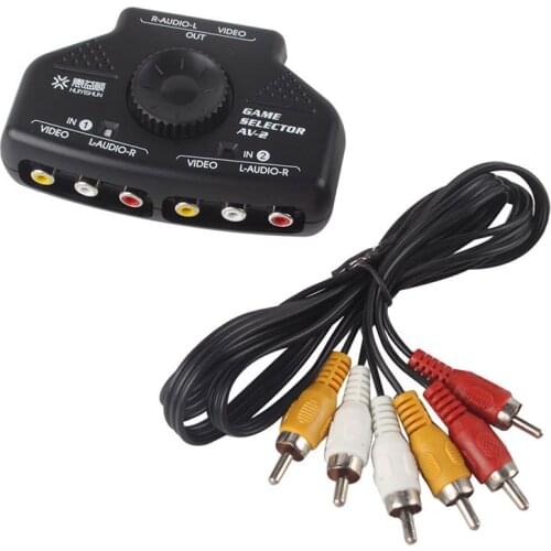 2 Way Audio Video AV RCA Switch Selector Box Splitter w/3 RCA Cable for XBox PS2 #50702