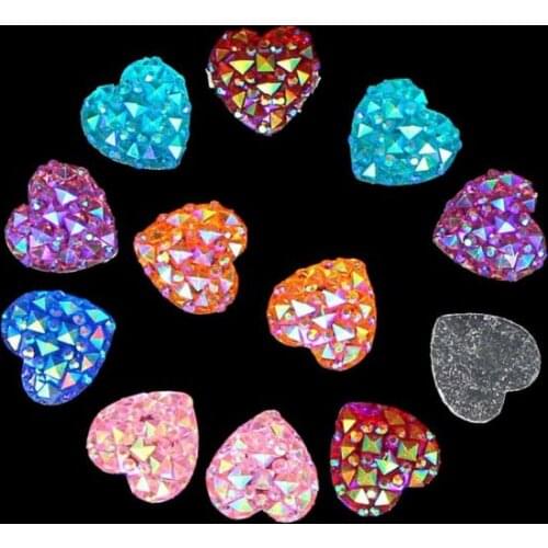 200pcs/lot 12mm MultiAB Color Crocodile back Face Resin Druzy Cabochons Stone Flat Bead - Newest Charms For Druzy Jewelry Making