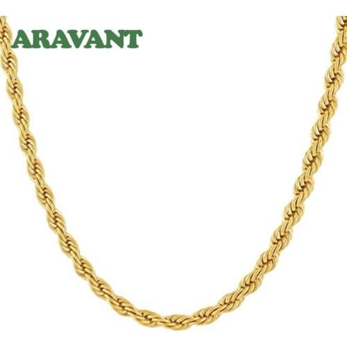 925 Silver 6MM 20 Inch Twist Rope Chain Gold Necklace For Women Men Fashion Jewelry Gift