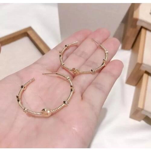 Designer NEW Fashion All-match Gold Color Brass Round Loop Letter Earrings Hoops High Quality Woman Jewelry Findings Accessories