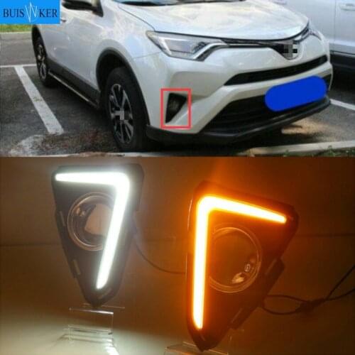 2PCS For Toyota RAV4 2016 2017 2018 Car LED DRL Daytime Running Lights With Turning Signal Fog Lamp Auto Lights Lamp Accessories