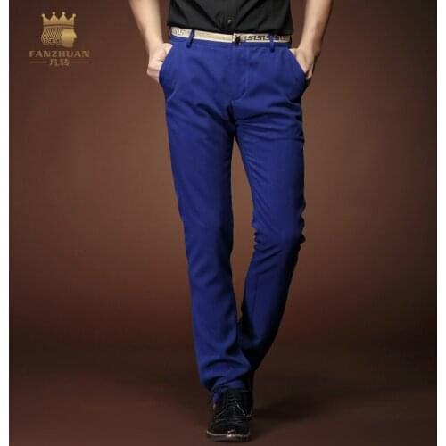 Free Shipping New fashion male mens casual personality spring feet solid color straight jeans blue trousers waist pants 15810