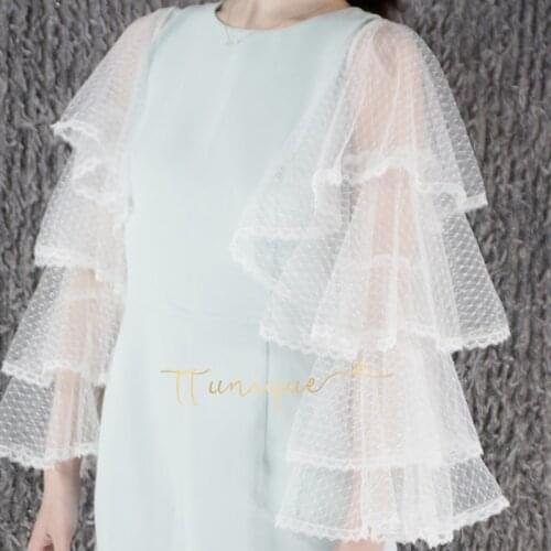 Extreme beauty Black styling Photo Water jade dot mesh lace Lace bow white cuffs cotton mummy sleeves decorated cuffs False