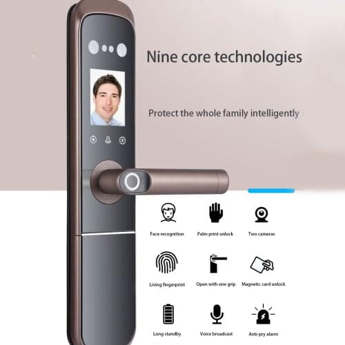 Electronic Street Lock Combination Door Lock Smart Face Recognition Fingerprint Keyless Entry 5-in-1 Unlock