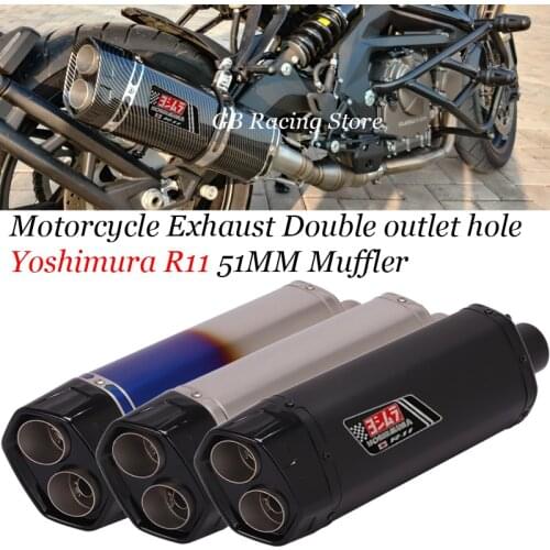 Yoshimura R11 Escape Moto Motorcycle Exhaust Double outlet hole Muffler Pipe Silencer For KTM790 390 X-ADV 750 R3 R25 PCX Nmax