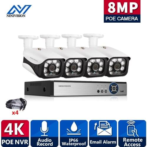 H.265+ 8MP POE NVR 4K AI Explosion-proof Dome CCTV Security Camera System Face Detection Video Surveillance Camera Kits P2P