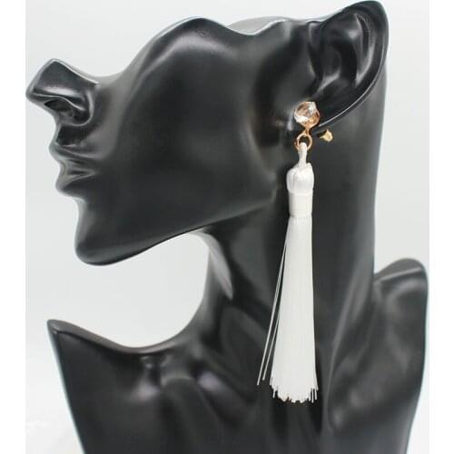 ISINYEE Bohe Fashion Silk Tassel Crystal Earrings For Women Long Leather Tassle Ear Bohemian Statement Jewelry Girlfriend Gift