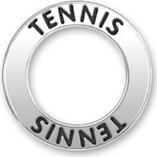 Metal crafts antique silver message Tennis charm pendants round circle jewelry for sporty bracelets making