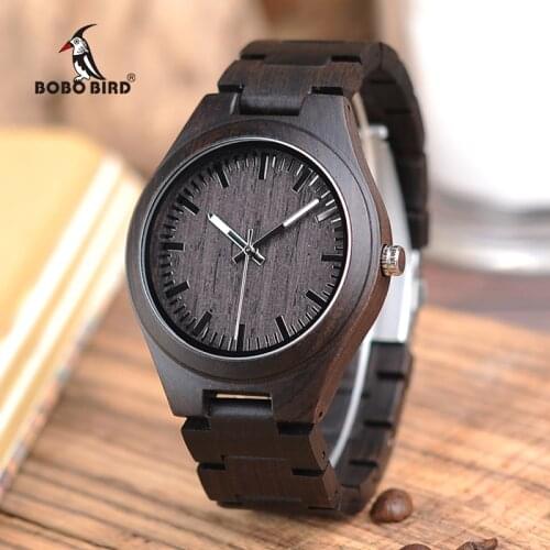 BOBO BIRD V-I22 Bamboo Wooden Watch Mens Luminous hand Quartz Watches with Wood Strap reloj de los hombres