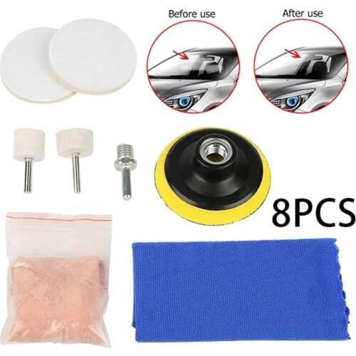 8pcs Car Polish Glass Windshield Polishing Kit Scratch Removal Auto Window Glass Polished Remover Repair Tool