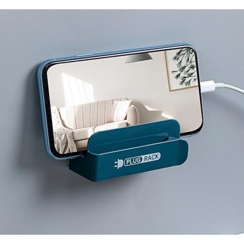 Mobile Phone Holder Stand Home Wall Mounted Wires Storage Holder Punch-free TV Remote Control Organizer Case Kitchen Shelf