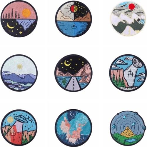 Nature Adventure Outdoor Travel Patch For Motorcycle Accessories Applique Decor Embroidered Patches For Clothing Fusible Sewing