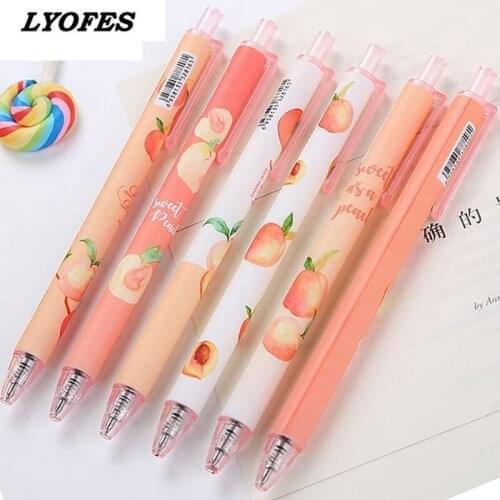 Cute Peach Mechanical pen Kawaii fruit 0.5 Black ink Ballpoint pen School Office Automatic Pen Novelty Pen kids Stationery gift