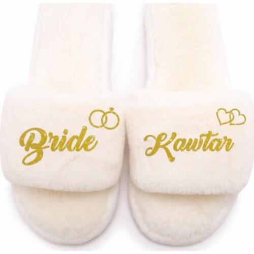 1pairs personalized gifts for wedding bride to be bridesmaid slippers birthday anniversary gifts Customi coral Fleece slippers