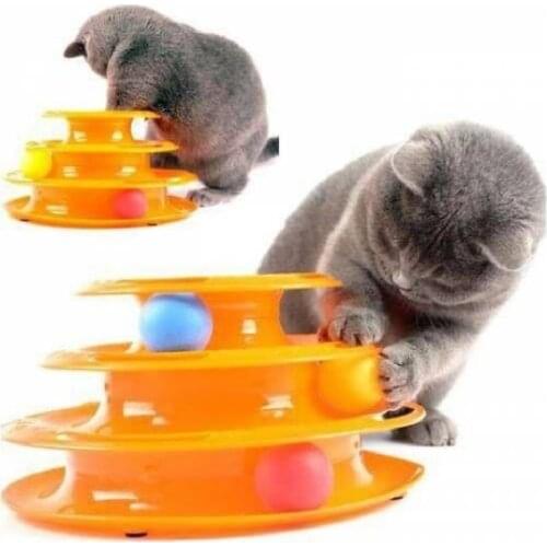 Fabulous Cat Toy with 3 Layer and 3 Balls with Sections Fun Non-Slip Rubber Quality Balls Included for Kitty 13x24cm Kitty Toy