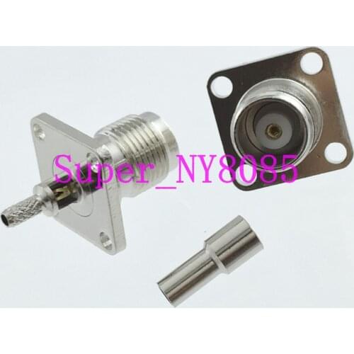 Connector TNC female 4-holes Flange crimp RG174 RG316 LMR100 cable
