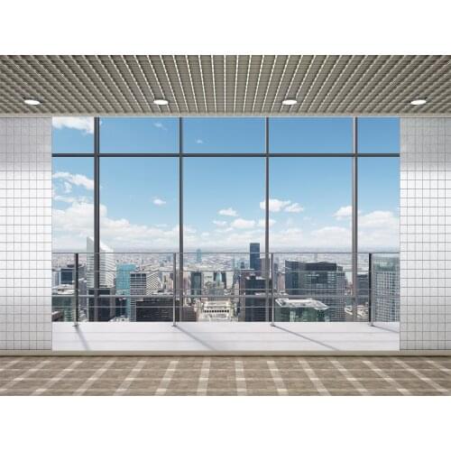 Lyavshi Manhattan Modern Office Spacious Lobby Floor Panoramic Windows The City View Photography Studio Props Background