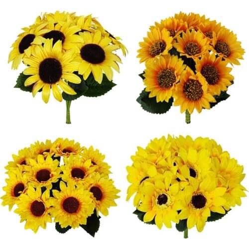 Flower Decoration Sunflower Artificial Silk Flowers Wedding Home Decorative Fake Plants Branches DIY Home Decoration