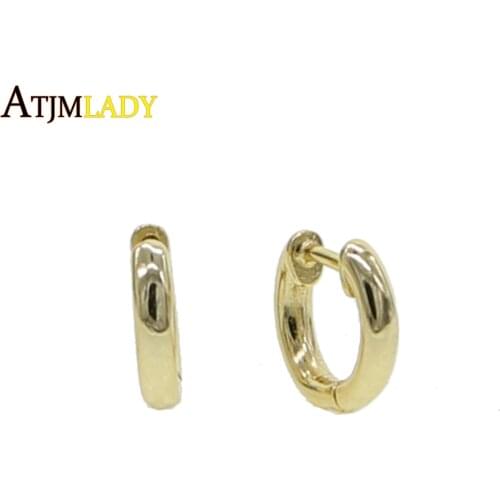 100% 925 sterling silver geometric mini huggie hoop earring gold filled high polishing simple minimalist elegant women jewelry