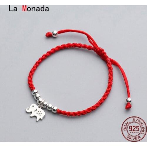 La Monada Elephant Charm Red Thread For Hand 925 Sterling Silver Bracelet Women Red String Rope Bracelets For Women Silver 925