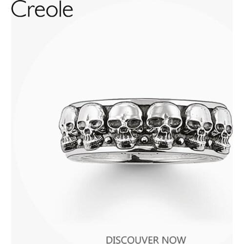 The Band Ring Rock ’n’ Roll Skulls,2019 Brand New 925 Sterling Silver Rebel Street Fashion Jewelry Expressive Gift For Women