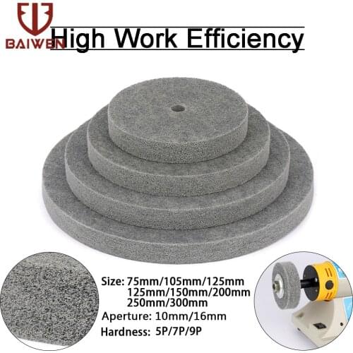 150/200/250/300mm Non-Woven Nylon Fiber Wheel Disc Polishing Buffing Buffer Pad Abrasive Tools For Metalworking Bore 16mm 9P