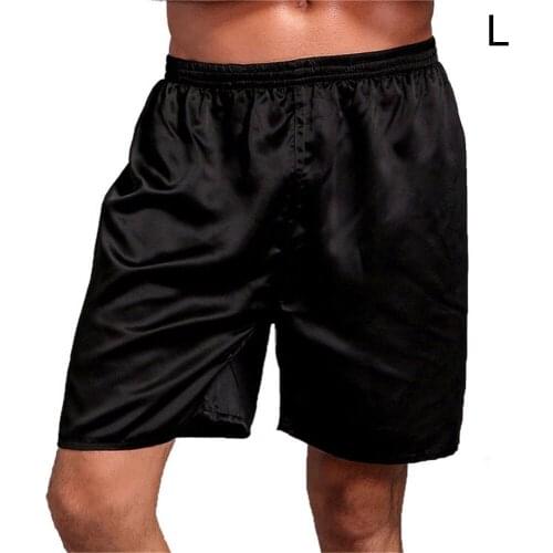 2020 Summer Sleepwear Shorts Men Plus Size Silk Satin Soft Pajama Trousers Male Solid Color Loose Sleeping Nightwear Underpant