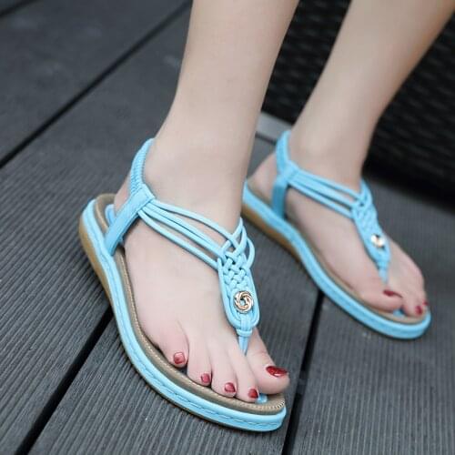 2021summer new fashion designer woven flip-flops womens flat all-match casual Roman sandals plus size beach shoes womens shoes