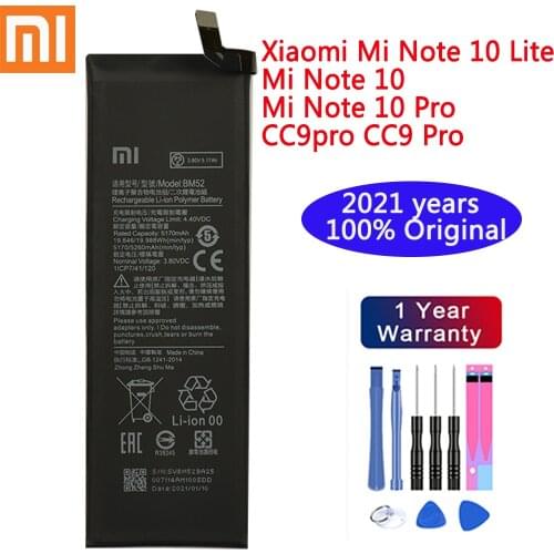 2021 years xiao mi Original telehpone Battery BM52 5260mAh For Xiaomi Mi Note 10 Lite / Mi Note 10 Pro / CC9pro CC9 Pro Battery