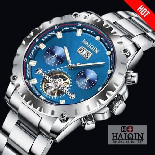 HAIQIN Automatic Men watches 2020 luxury Brand Mens watches mechanical watches for men sport waterproof tourbillon Reloj hombre